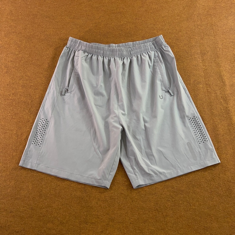 Northyard Mens 2X-Large Gray Zipper Pocket Elastic Waist Athletic Running Shorts